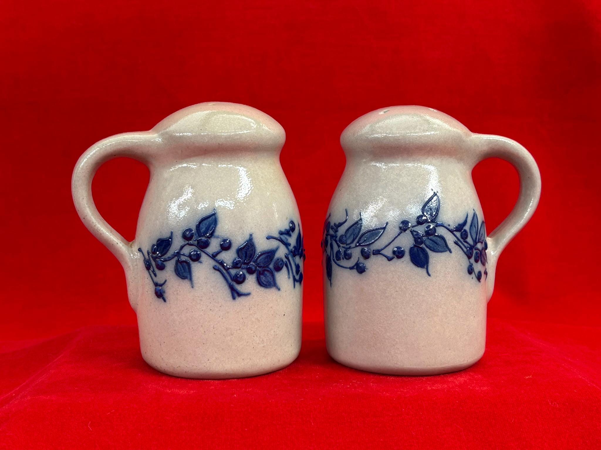 Salmon Falls Stoneware Pottery Blueberry Vine Salt and Pepper