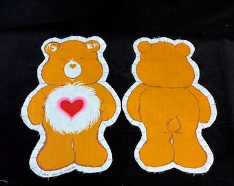 Vintage 1980s Cut and Sew Care Bear TENDER HEART Bear Fabric Panel - CUT Ready to Sew