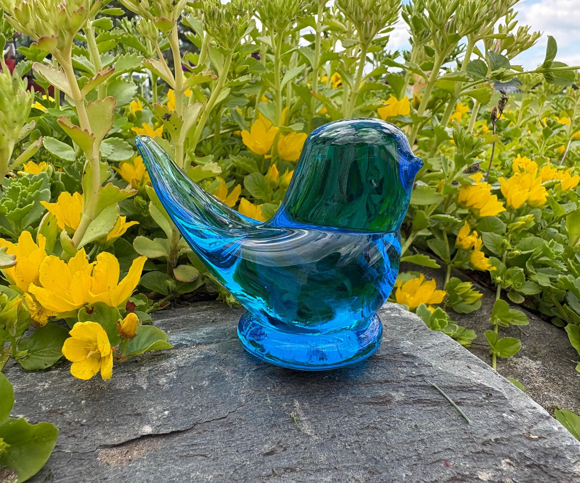 Large Bluebird of Happiness Terra Studios Glass Bird, Paperweight