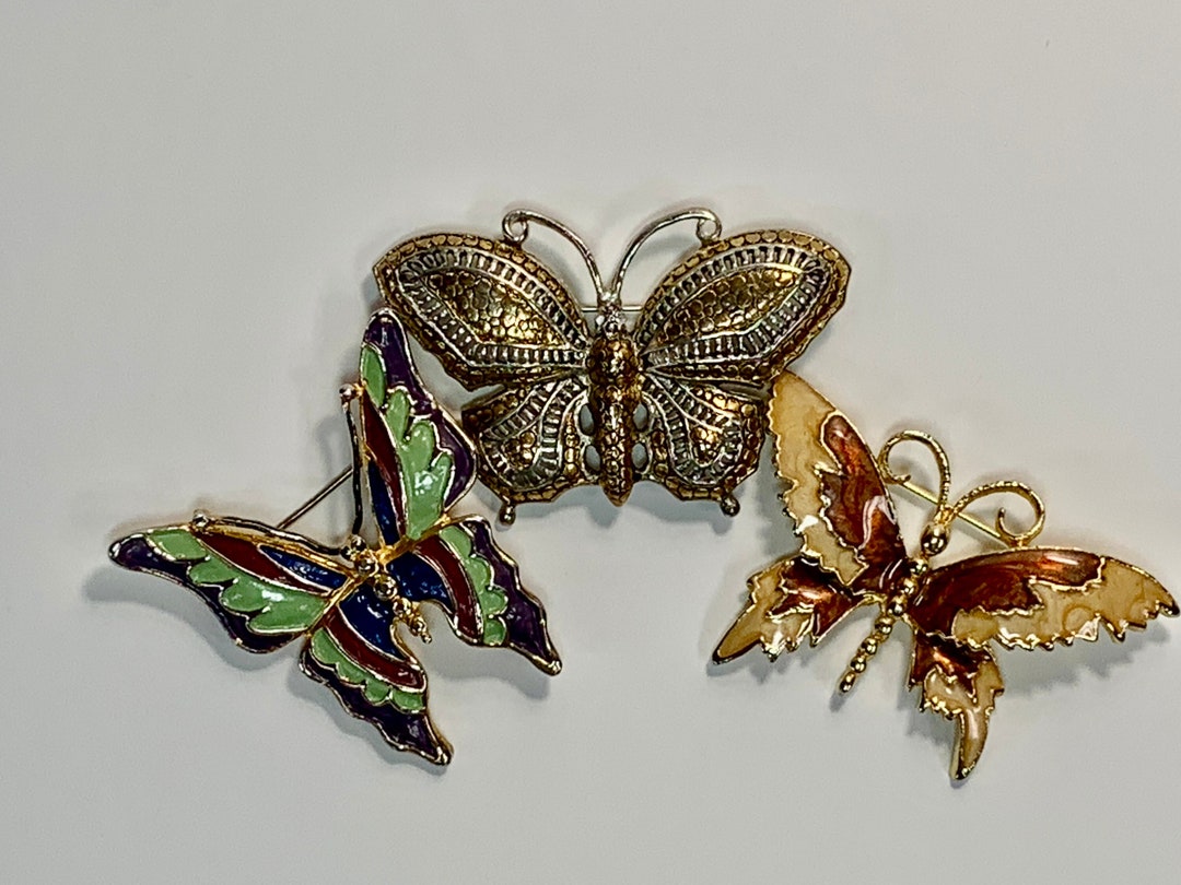 Vintage Butterfly Pins Brooches Lot of 3 AAI JJ Butterfly Etsy