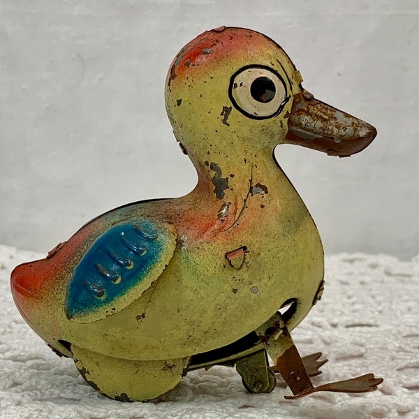 Vintage Metal Wind Up Walking Duck Toy | NO Key, NOT Tested | Toy Collector, Spring Easter Decor | Vintage Metal Toy Duck