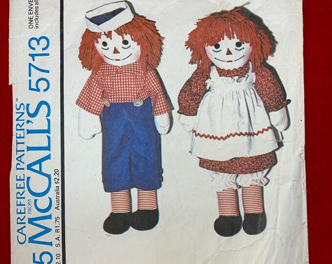 Raggedy Ruff Patterns Mccall's 5713 Raggedy Ann and Raggedy Andy Stuffed Dolls Sewing Pattern ...