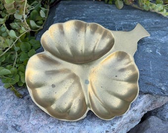 Vintage Brass Cloverleaf Dish: Three-Part Jewelry Catch-All