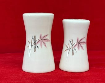 Vintage Salem PINK Bamboo MCM Salt and Pepper Shakers