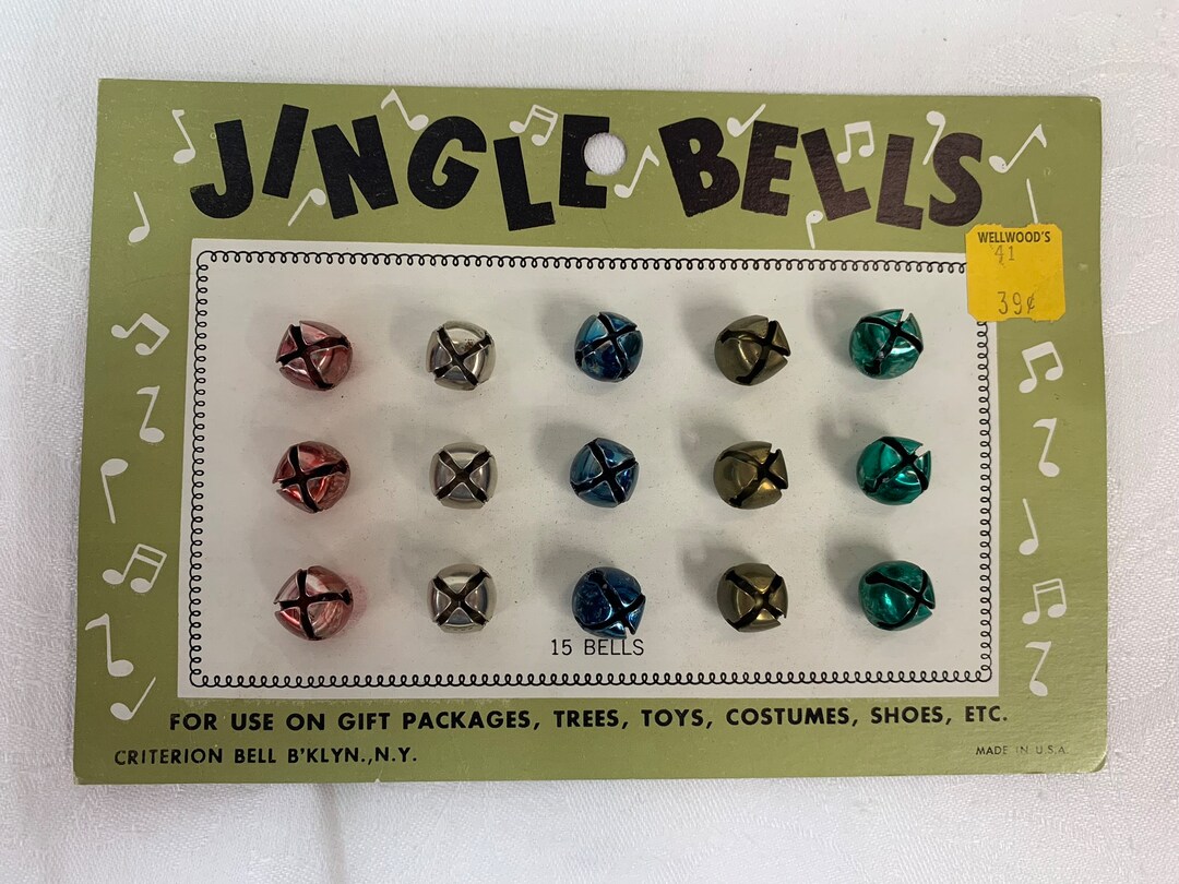 Vintage Jingle Bells on Card NOS Christmas Jingle Bells on Original