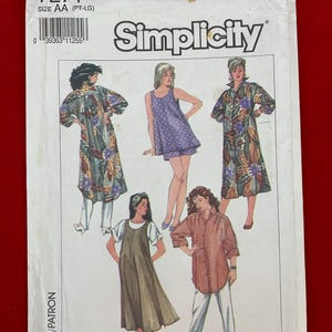 Patrón de costura Vintage Simplicity 7271 para pantalones, shorts, vestido, camisa, jersey y top de maternidad / Tallas petite a XL / Completo, FF / 1991