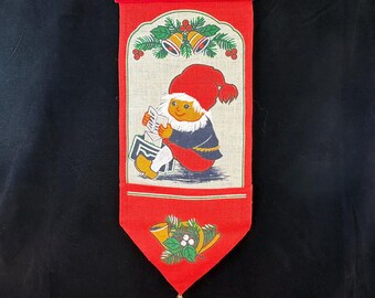 Décoration murale vintage suédoise en jute, ornée d'un gnome | Décoration de Noël fabriquée en Suède
