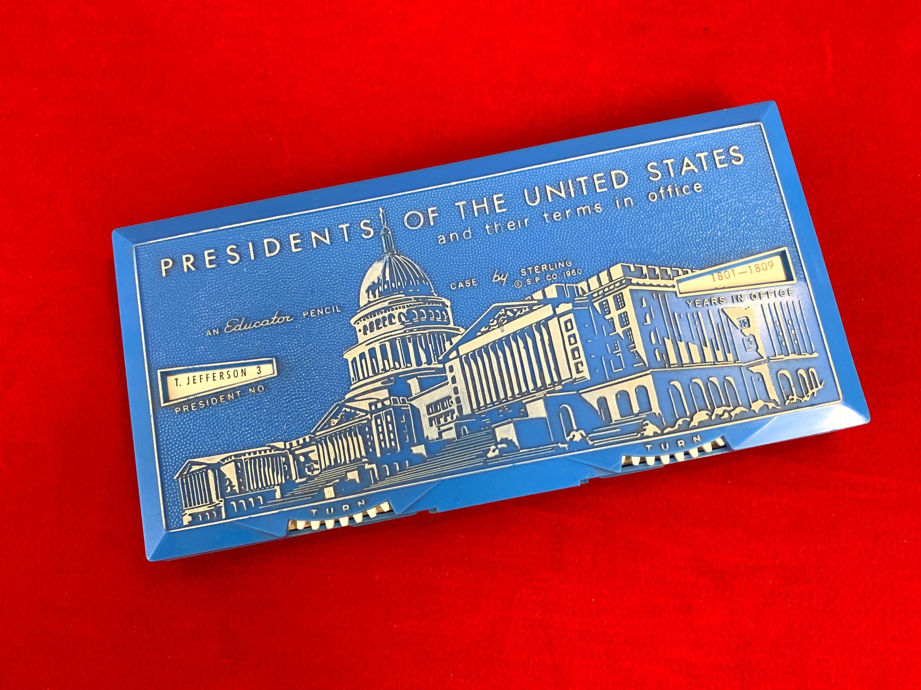 Vintage Sterling Plastics Blue Presidents of the United States Pencil Case  Dated 1960 | Educator Pencil Case by Sterling | MCM Pencil Case - Etsy