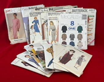 Lot of 20 Misses UNCUT Sewing Patterns Mostly 1980s 1990s - Sizes 6 - 12 - Dresses, Pants, Jackets, Coats, Skirts, Blouses, Jumpers