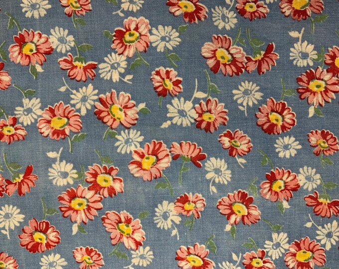 Vintage Floral Full Feedsack Fabric Complete Floral Feedsack Print ...