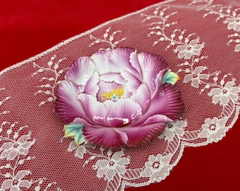 Vintage Small Porcelain Flower Decorative Accent with Lotus Flower - Marked