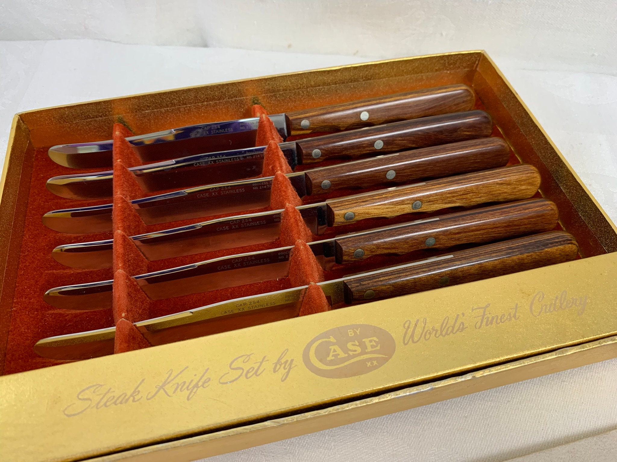 Vintage Case Steak Knife Set CAP 254 Case XX Stainless Process 