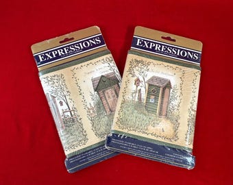 2 Packages NOS Expressions Wallpaper Border with Outhouse Bathroom Theme 10 Yards Total