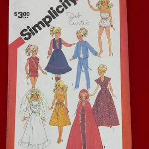 Simplicity 6363 Fashion Doll Barbie Clothes Sewing Pattern | 11 1/2 in. Fashion Doll Sewing | Partially Cut | Dated 1983