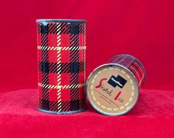 Set of 2 Vintage Hamilton Skotch Ice Plaid Tin Can Cooler Ice Packs
