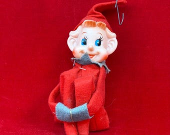Vintage Knee Hugger Christmas Elf Ornament