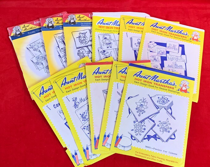 Vintage Aunt Marthas Hot Iron Transfer Patterns for Embroidery | 11 ...