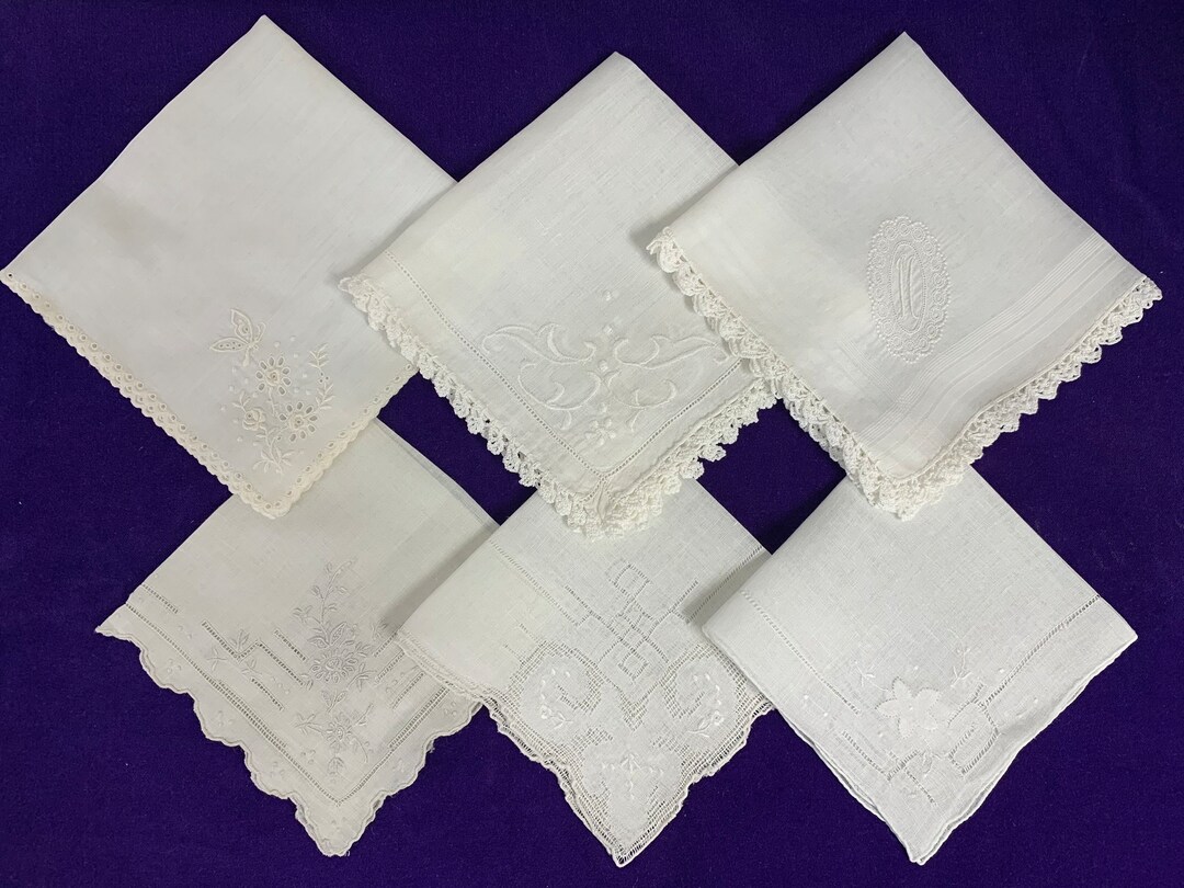 Vintage White on White Ladies Hankies Lot of 6 Etsy