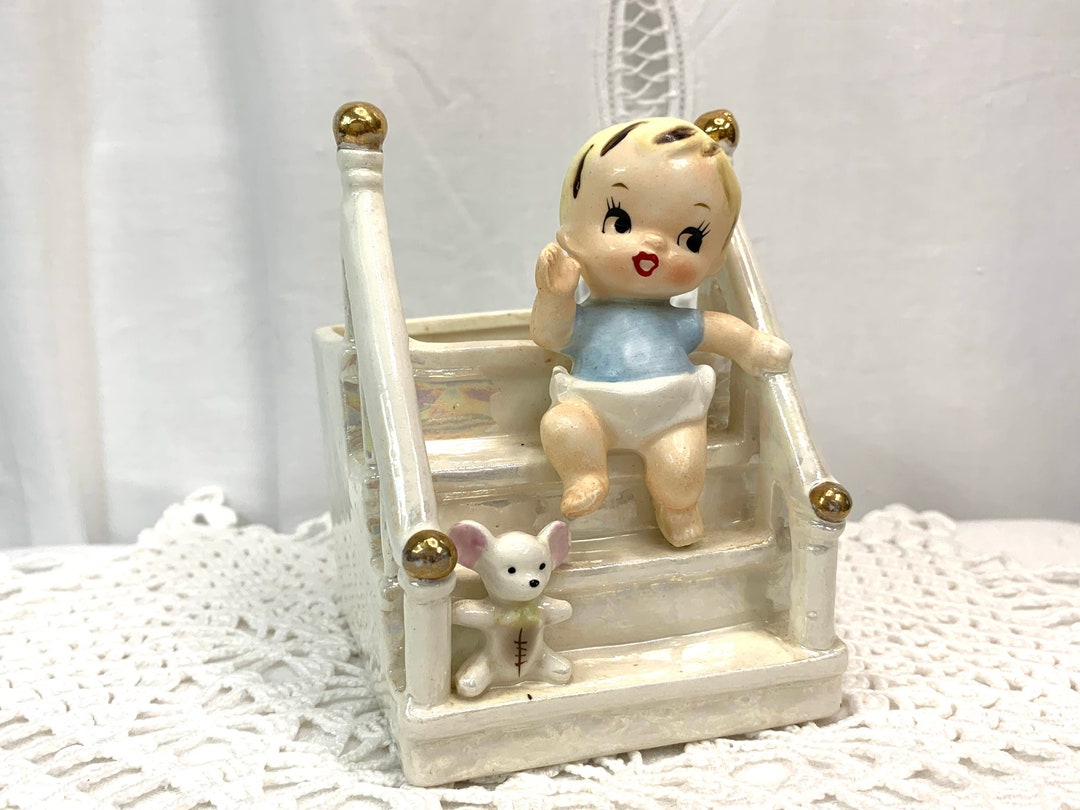Kitsch Baby Vintage Kitsch Lusterware Baby Planter, Catch All, Nursery, Baby Room ...
