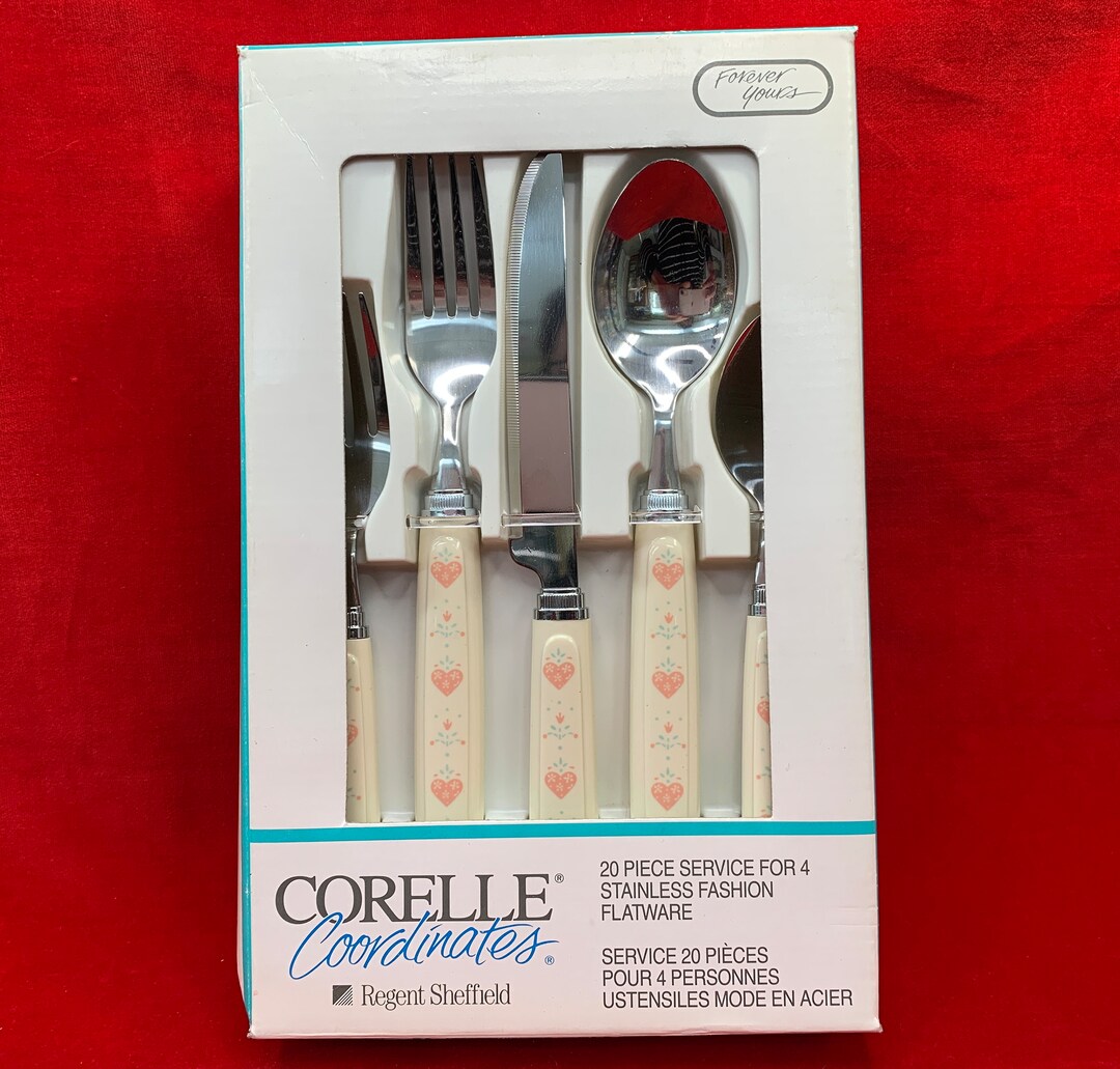 Corelle Coordinates FOREVER YOURS Flatware Set of 20 Pieces NOS Vintage