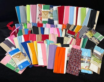 Large Lot of Vintage Bias Binding Open, Partially Used Packages | Lot of 65+ | Asst Colors, Widths, Folds | Vintage Sewing Notion Bias