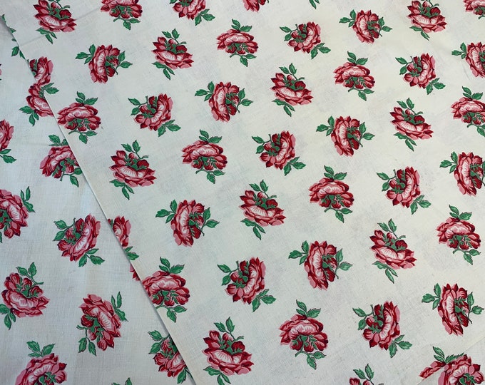Vintage Rose Floral Full Feed Sack Fabric Complete Floral Feedsack ...