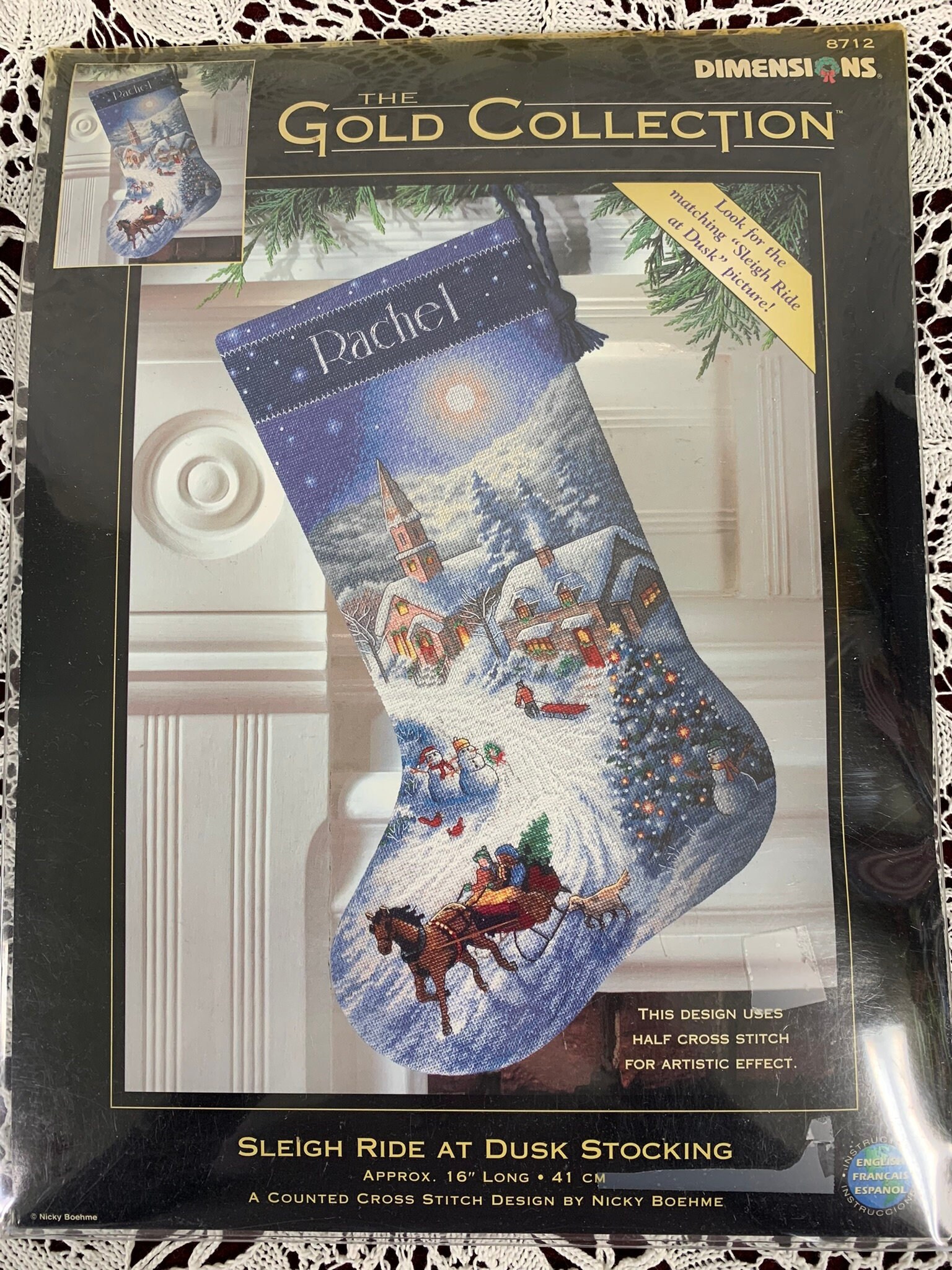 Dimensions Gold Counted Cross Stitch Kit Sleigh Ride at Dusk Stocking