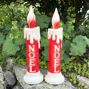 Pair of Vintage Dapol Industries Blow Mold Tabletop Indoor Noel Christmas Candles *NO cords or lights** | Kitsch Vintage Christmas Blow Mold
