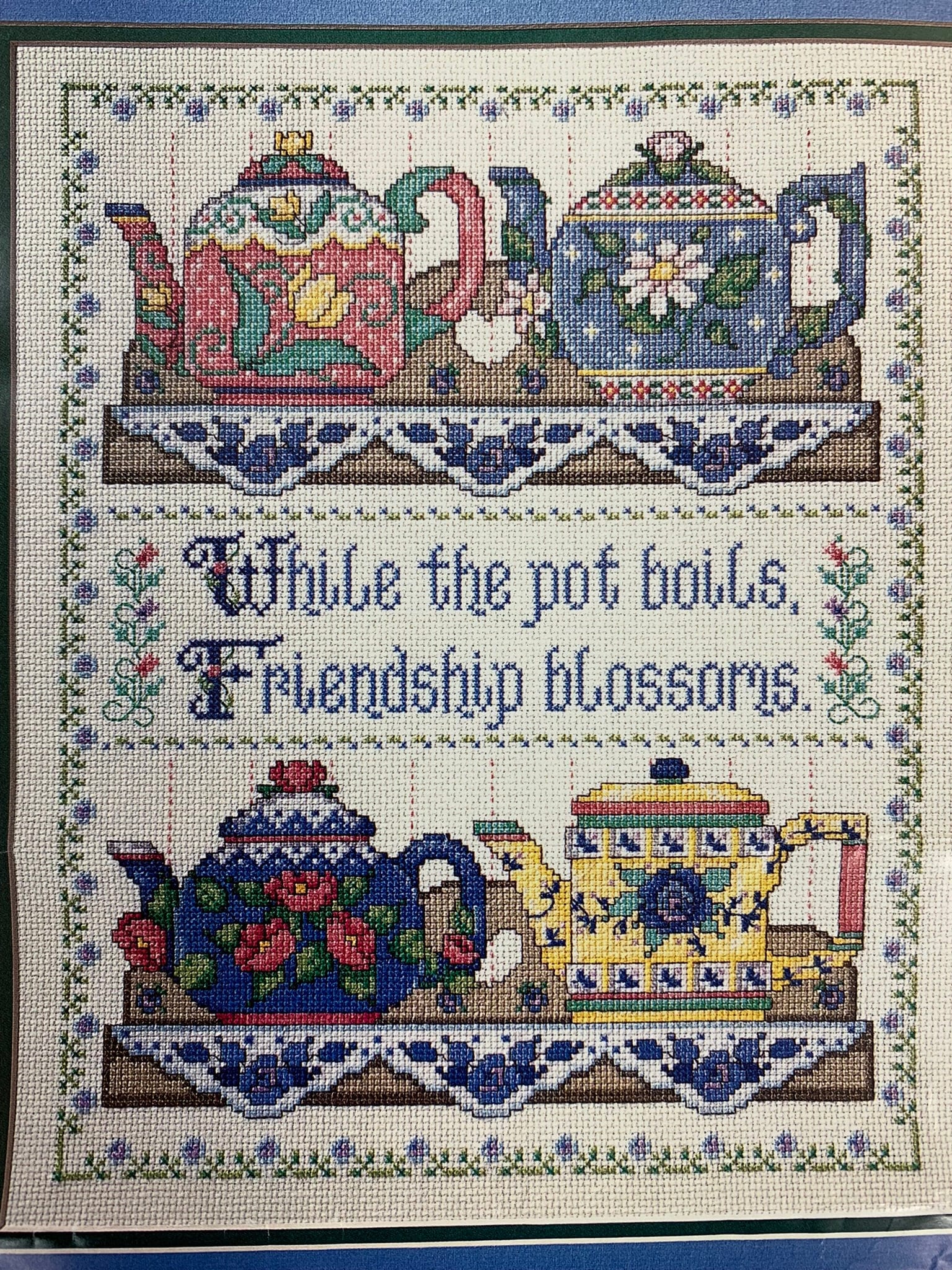 Bucilla 40887 Collectable Teapots Cross Stitch Kit Complete Etsy