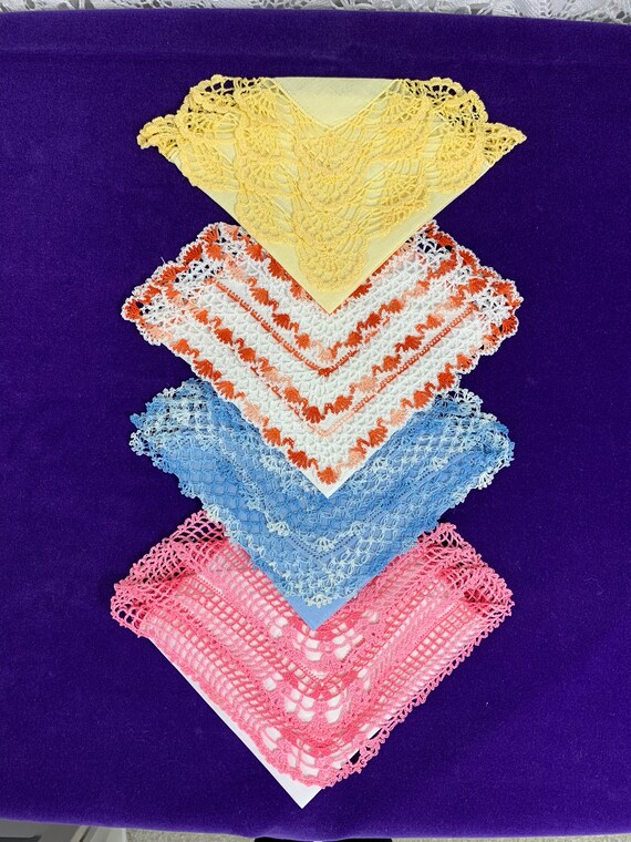 Vintage Hankies with Crocheted Hand Made Lace Edging … Gem