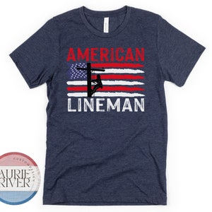 American Lineman T-Shirt, Patriotic Lineman Tshirt, Christmas Gift for Lineman, Present for Proud Linemen, Lineman Husband Tee