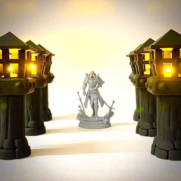 DND Glowing Street Light 32mm scale | Dungeons and Dragons | Fantasy LEDS | Moonshineminis