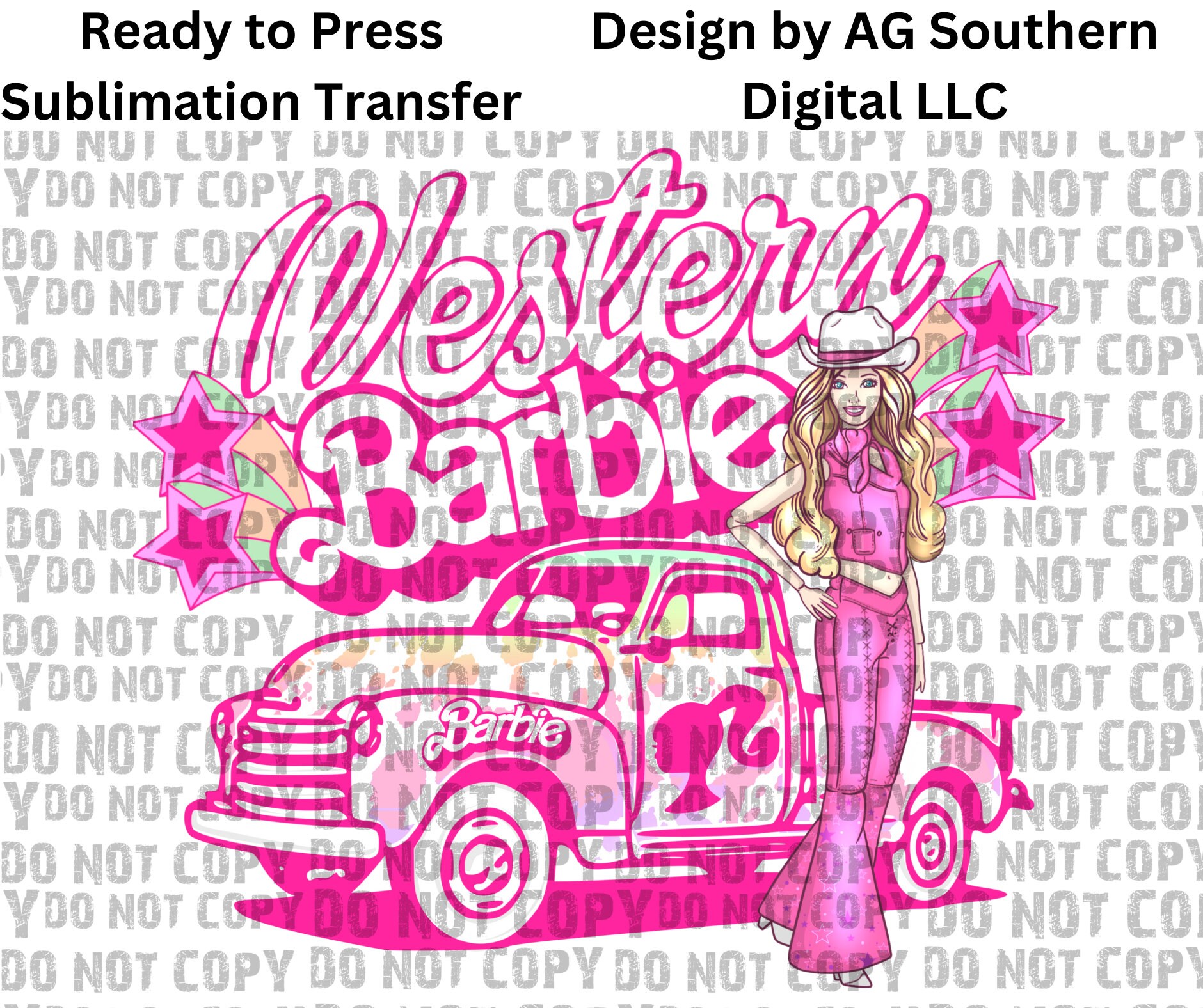 Ready to Press Sublimation Transfer western Barbie Retro Etsy