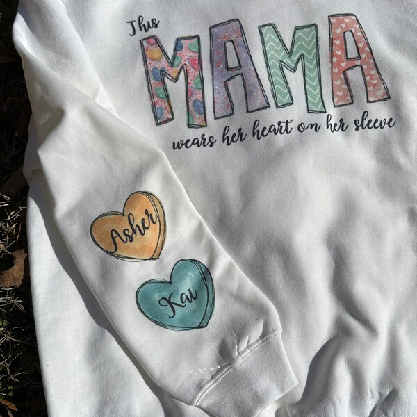 This Mama Wears Her Heart On Her Sleeve Sweatshirt main image 0