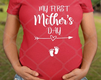 Min första mors dag med babyfotavtryck, mors dag, babyfötter SVG, Png, Eps, Dxf, Pdf, digital klippfil, Cricut Maker, Silhouette Cameo 4