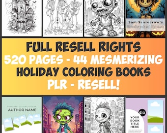 productos digitales plr PLR Derechos de reventa completos Plantillas Canva imprimibles Uso comercial 520 páginas para colorear personalizadas Paquete de 11 libros para colorear plr