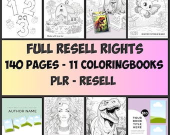 PLR Diritti di rivendita completi Modelli Canva stampabili Uso commerciale 140 pagine da colorare personalizzate Libri da colorare