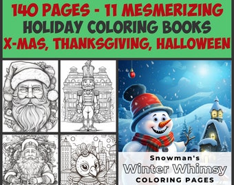 PLR Full Resell Rights Printable Commercial Use 140 custom Christmas Thanksgiving Halloween coloring pages Coloring Books plr coloring books