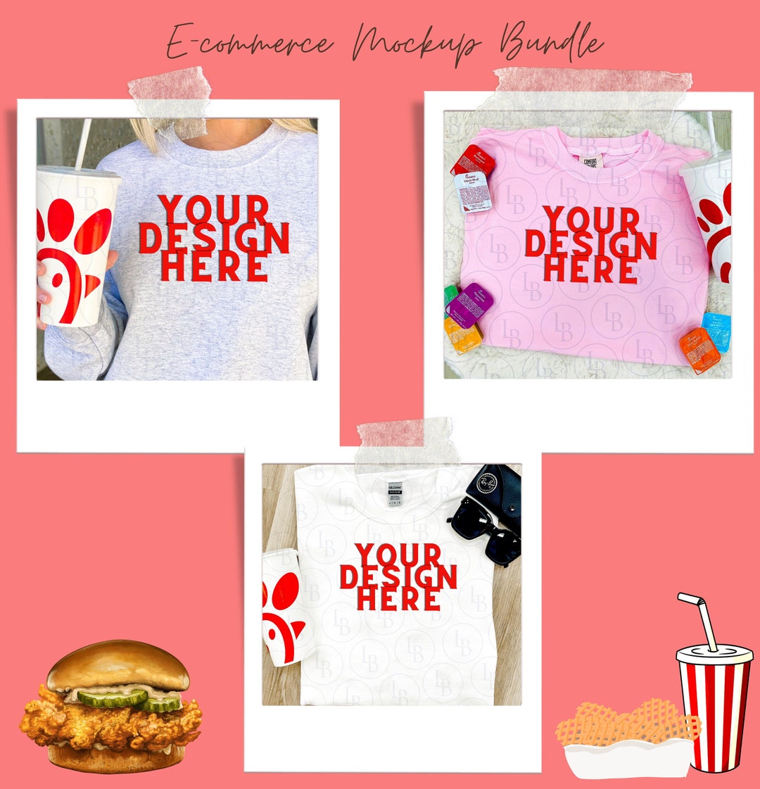 Mockup Images Chick-fil-a Theme Sweatshirt &amp; T-shirt Mockups - Etsy