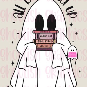 All Booked Up Ghost PNG Sublimation Design Download | Reading | Books | Smut | Cute