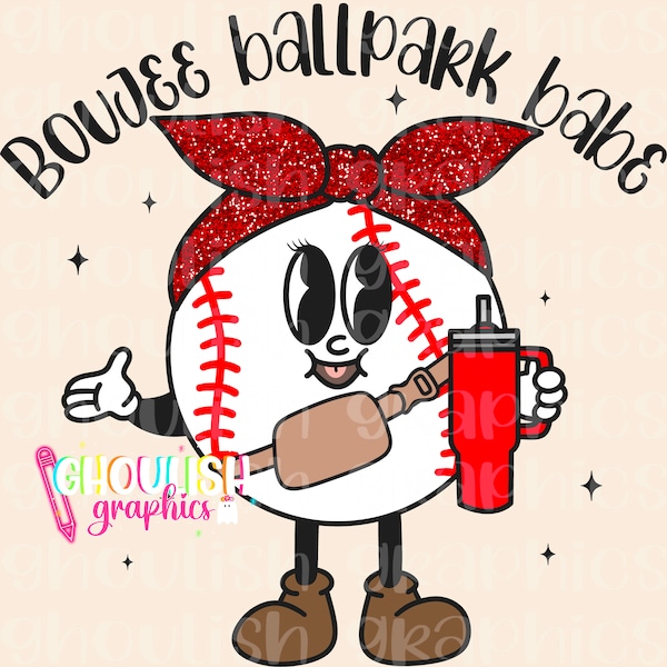 Boujee Ballpark Babe / Mama Stanley Tumbler Inspired Belt Bag PNG Sublimation Design Download Baseball Sports Glitter DTF Shirt Print