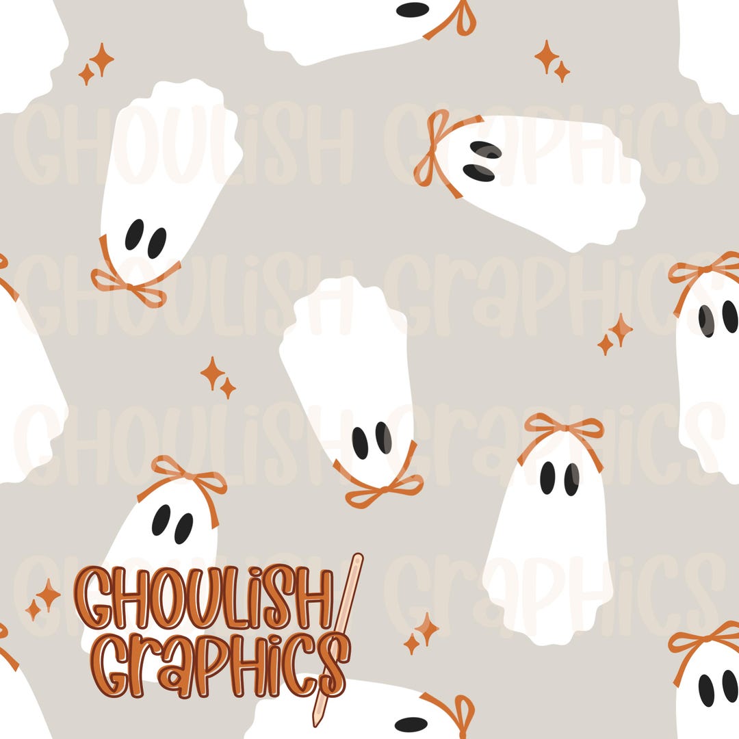 Fall Coquette Ghost Seamless Digital Pattern Halloween Repeating ...