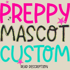 Preppy Mascot Digital Download Custom PNG Boujee Glitter School Tshirt File