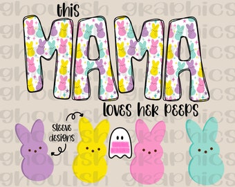Original Designer | MAMA Peeps Easter PNG Sublimation Design Download DTF Tumbler Image