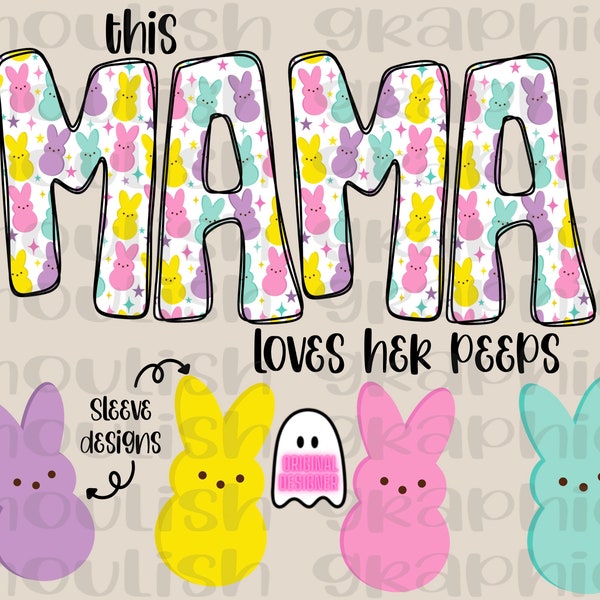 Original Designer | MAMA Peeps Easter PNG Sublimation Design Download DTF Tumbler Image