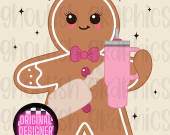 Sugar & Spice Gingerbread Stanley Tumbler Inspired Belt Bag PNG Bundle Sublimation Design Download Bougie Boojee Christmas Retro Cookie