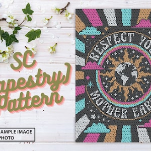 Mother Earth Crochet Pattern, SC Pattern, Tapestry Crochet Pattern, Groovy, Hippie, Boho, Mother Earth Graphgan, Retro Pattern, 70s, 60s