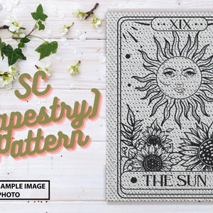 Die Sonne Tarot Karte SC Häkelanleitung, Tapisserie Häkelanleitung, Single Häkelanleitung, Tarot Karte Decke, Tarot Häkelanleitung, Die Sonne