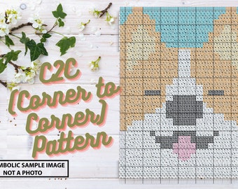 Corgi C2C Crochet Pattern, Welsh Corgi Crochet Pattern, Corgi Graphgan Pattern, Corgi Blanket Pattern, Dog C2C Crochet Pattern, Dog Blanket