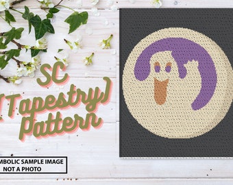 Halloween Ghost Cookie Blanket Crochet Pattern, SC Crochet Pattern, Tapestry Crochet Pattern, Halloween Cookie, Halloween Crochet Pattern